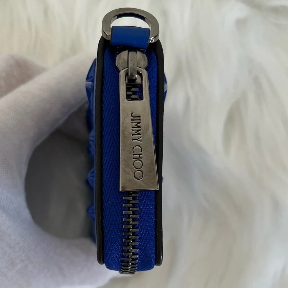 Jimmy Choo Regina Zip-around Card Wallet Dust Bag BNWOT Cobalt